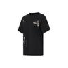Li Ning Printed Round Neck Loose Short Sleeve T-Shirt Women Tops Black AHST682-4
