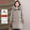 Yalu Women's Mid-length Down Jacket with Fox Fur Hood