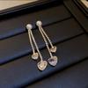 Light luxury high-end sense gold long fringed temperament earrings fashionable atmosphere versatile stud earrings personalized daily earrings