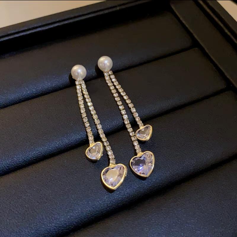 Light luxury high-end sense gold long fringed temperament earrings fashionable atmosphere versatile stud earrings personalized daily earrings