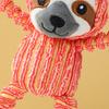 Interactive Dog Toy Squeaky Plush Animal Dog Chew Toy with Rubber Ring Stuffed Sloth Monkey Tug-of-War Toy for Puppy Teething