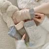 Korean Color-Blocking Thickened Point Yarn Wool Socks For Women Warm Boneless Pile Socks Versatile Mid-Tube Socks