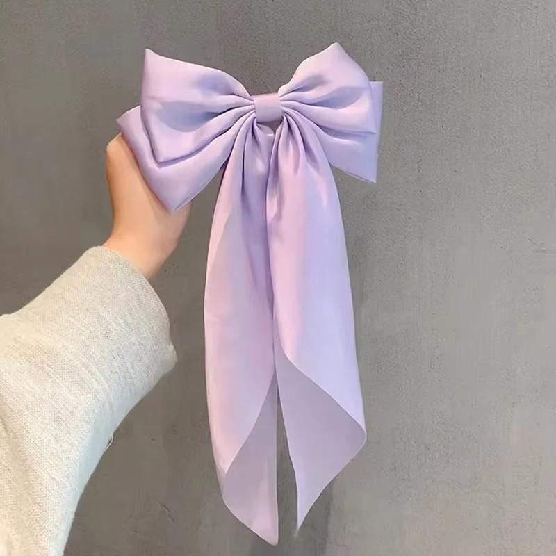 

Retro Exaggerate Large Long Tassel Bow Headwear Hair Clip for Women Girl Cute Sweet Spring Clip Hair Accessories Gift Wholesale фіолетовий