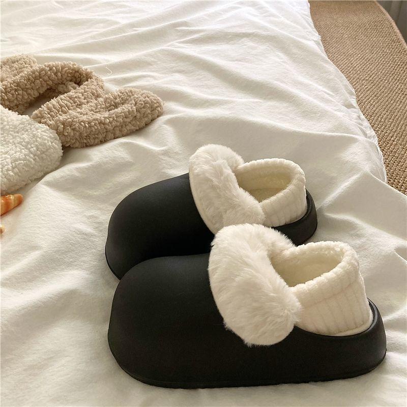 All-inclusive High-End Baumwollschuhe Damen Herbst können draußen getragen werden, Samt zum Warmhalten, bequem, faule Baumwollpantoffeln Großhandel