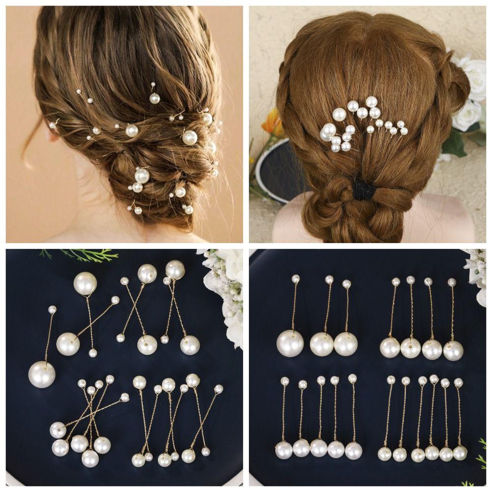 18Pcs/Set Double Head Faux Pearl Hair Pin Elegant Bridal Hair Jewelry Wedding Hairpins  Women