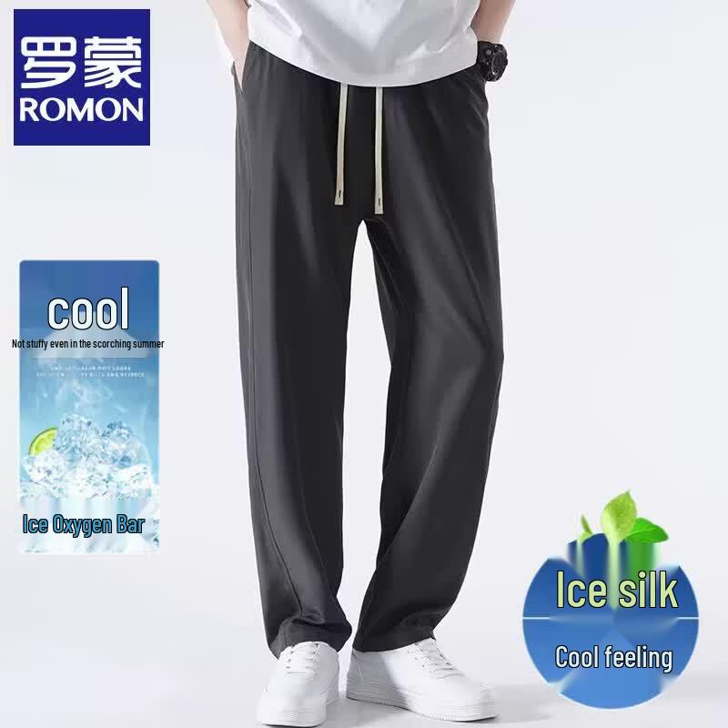 Romon Men's Ice Silk Straight Leg Casual Pants