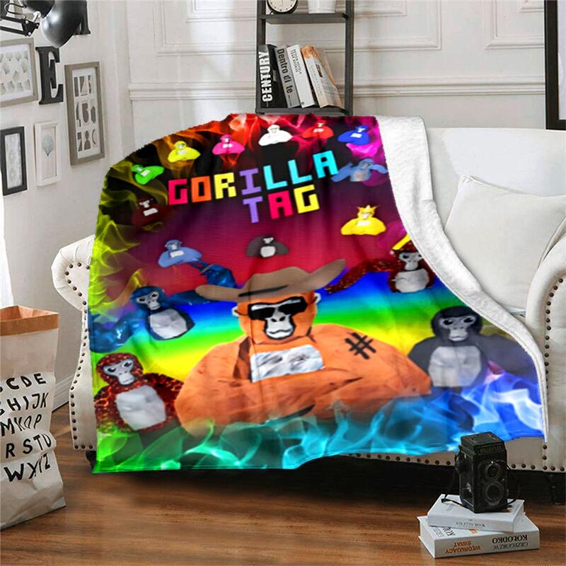 1pc Blanket Gorilla Tag Print Design, Lightweight Blanket for Sofa, Bed- Soft &Warm, Gift for All Seasons like Christmas, Halloween
