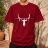 2026 New Cotton Tshirt Black Heartbeat Fitness Print Casual Short Sleeve