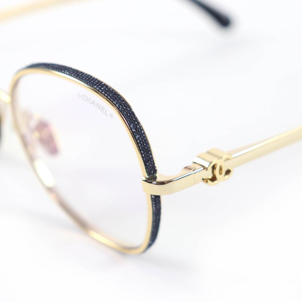 Gafas CHANEL Impecables Marca COCO Forma Redonda Denim dorado Mujer 2218-S Usado