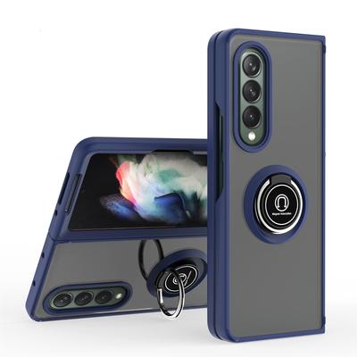 Com suporte de anel capa protetora para Samsung Galaxy Z Fold 3 5g Fold3 capa dobrável anti-impressão digital Fundas