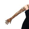 Elegant Opera Gloves Women Dancing Dress Gloves Evening Party Ceremony Gloves with Leopard Pattern for Formal Occasion