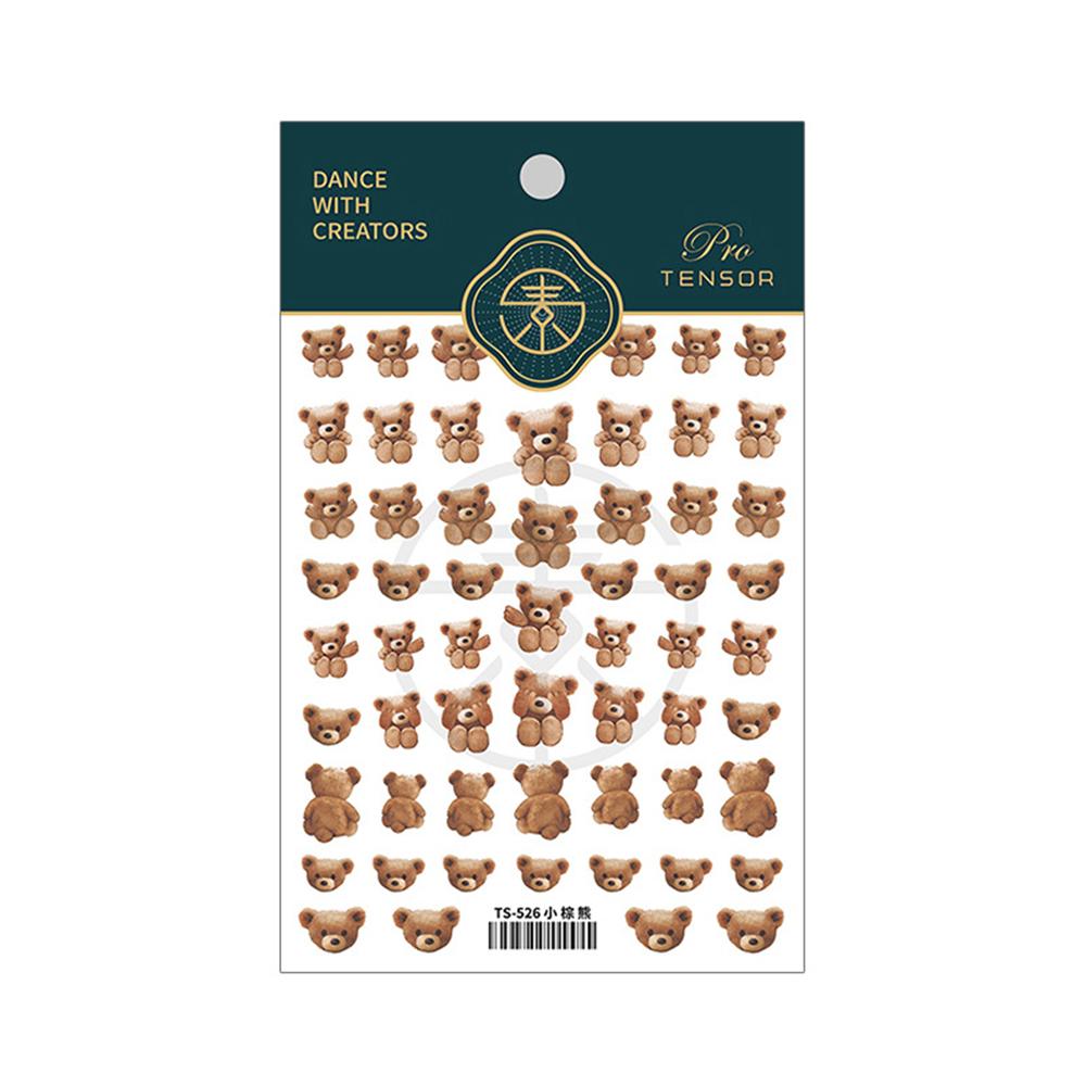 

Tough Little Brown Bear Self-Adhesive Decal DIY Nail Art 3D Nails Sticker Bear Nail Polish Sticker A