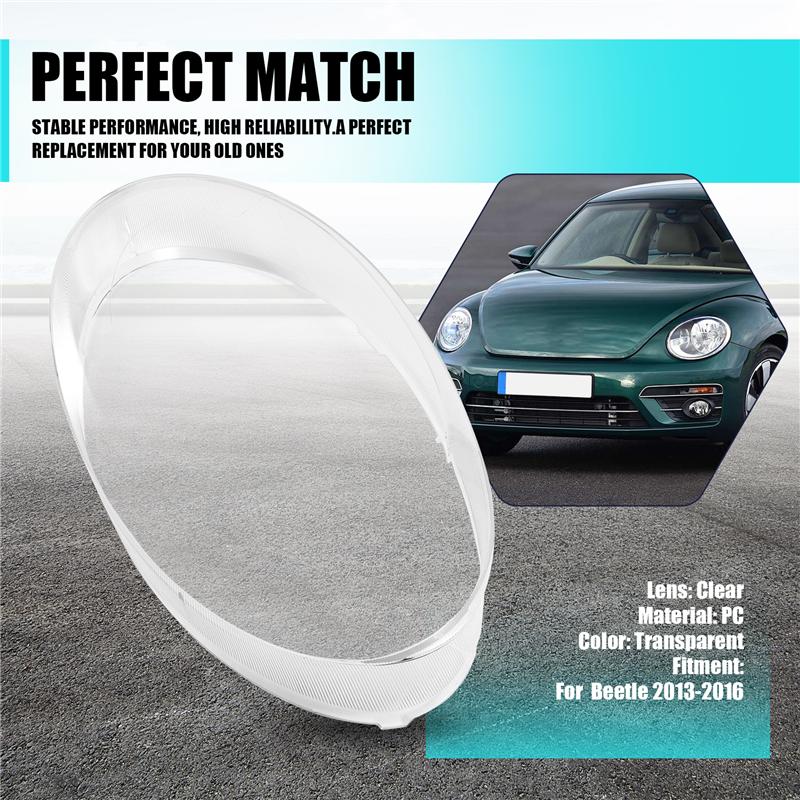 Car Headlamp Lens For VW Beetle 2013-2016 Transparent Shell Mask Headlight Cover Replace The Glass-A87Q
