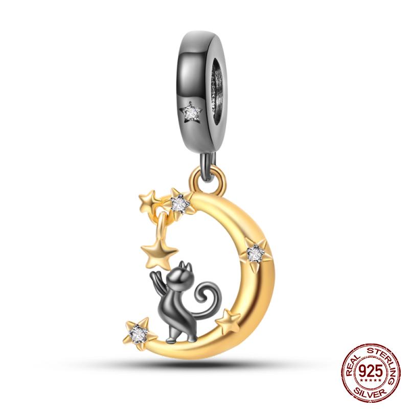 Fashion Copper Sparkling Zircon Star Moon Series Charms Beads Fit Qikaola Original Bracelets Diy Birthday Jewelry