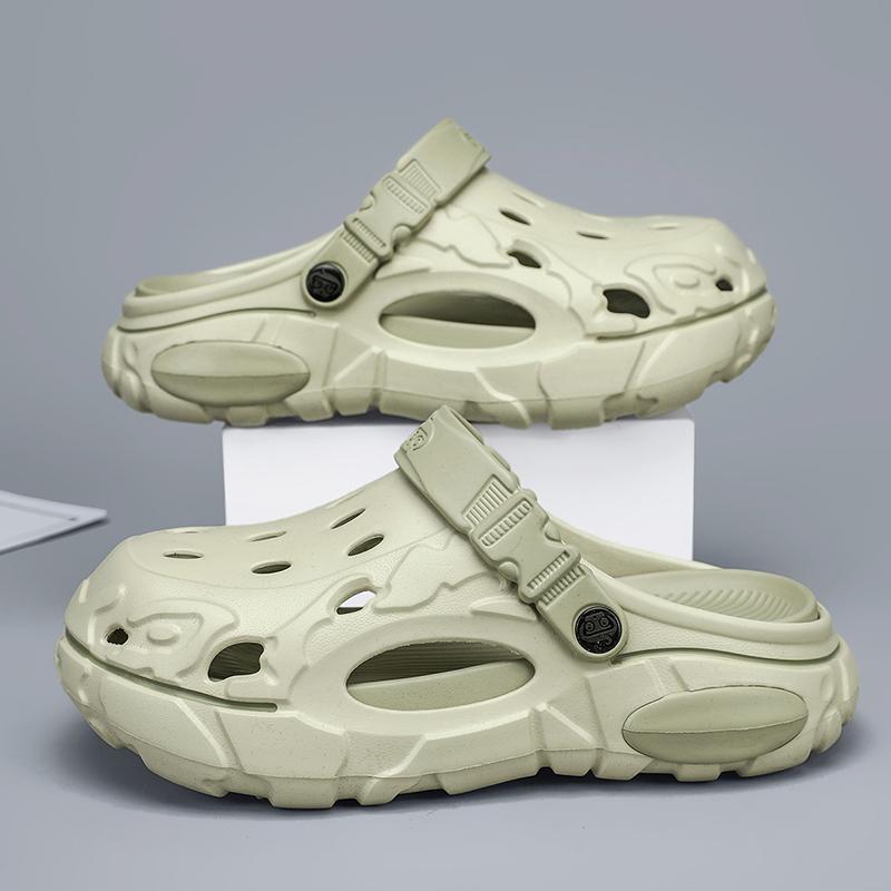 New Summertime Mens Clogs Sandal Shoes Man Home Garden Shoes Lightweight Plush Comfort Men Slide Shoes Anti-Skid Soft Bottom Flip Flop Sandal Shoes