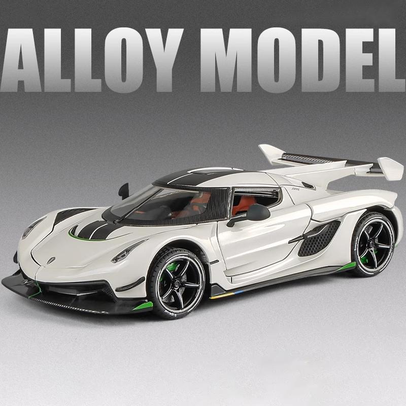 1:24 Jesko Alloy Sports car Model Diecasts Metal Racing Car Model High Simulation Sound Light Pull Back Kid Toy Birthday Gift Co