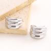 Plated Hoop Earrings for Women Triple Hoop Illusion Stud Earrings C-Shaped Multi-Layered Earrings for Wedding Prom Events