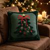 3D Christmas Tree Throw Pillow Covers Faux Plush Embroidered Xmas Tree Pattern Cushion Covers For Sofa Couch Home Decor