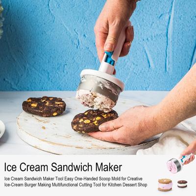 Ice Cream Sandwich Maker Tool Easy One-Handed Scoop Mold for Creative Ice-Cream Burger Making Multifunctional Cutting Tool for Kitchen Dessert Shop