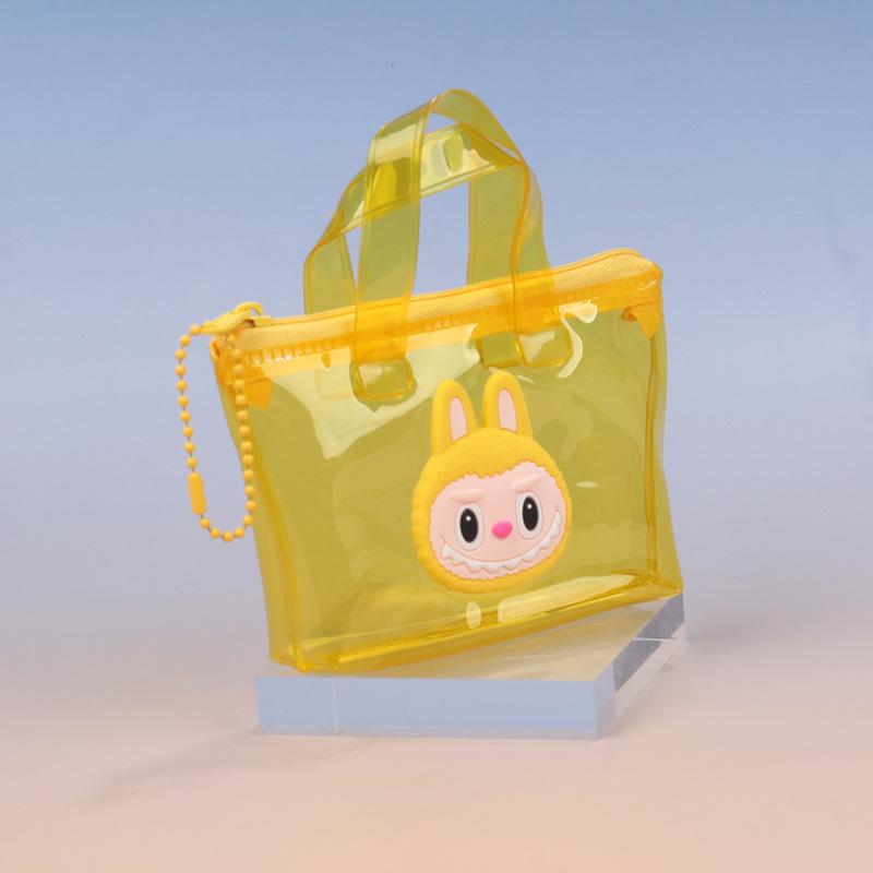 

Милая прозрачная ПВХ сумочка Labubu, кошелек для монет, женский кошелек, сумка на молнии, мультяшный кошелек для денег, сумка для хранения наушников и ключей, девчачий подарок жёлтый