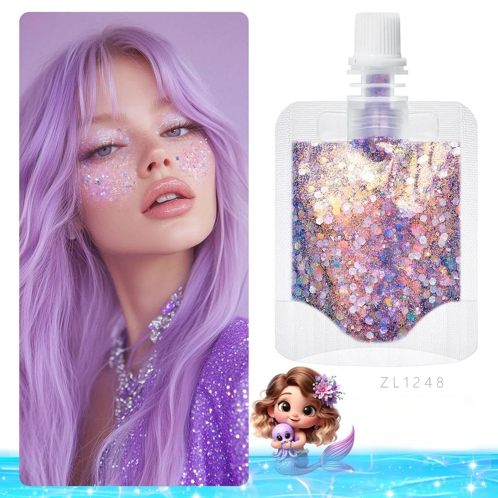 1 Bag Mermaid Gel Body Glitters Set Vibrant Sequin Mermaid Makeup Eye Shadow Ideal for Beach Party Looks Beach Make Up Wholesale