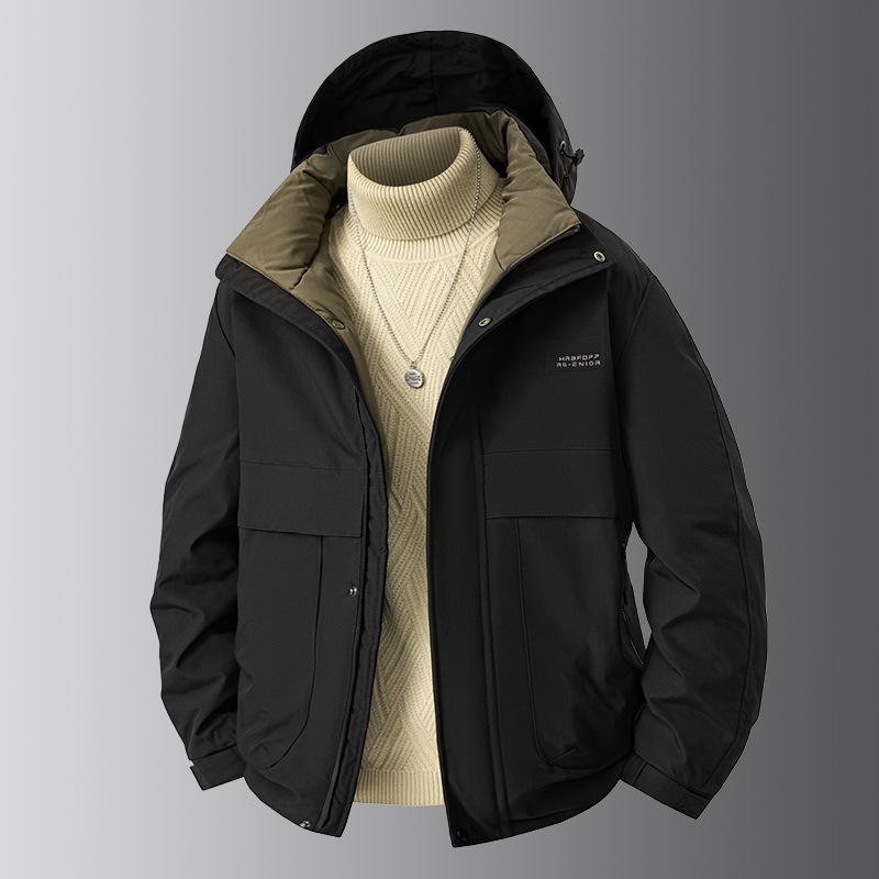 

Зимнее новое хлопковое пальто мужское большого размера спортивное и повседневное с капюшоном плюс хлопковая куртка толстое мужское пальто в стиле милитари 5XL чёрный