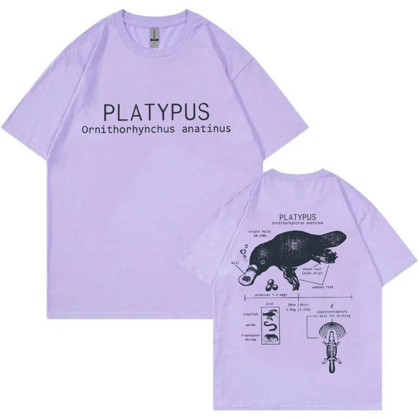 Funny Platypus Anatomy Graphic T-shirt Unisex Women Casual Oversized Short Sleeve T Shirts Unisex's Vintage Cotton T-shirts Streetwear