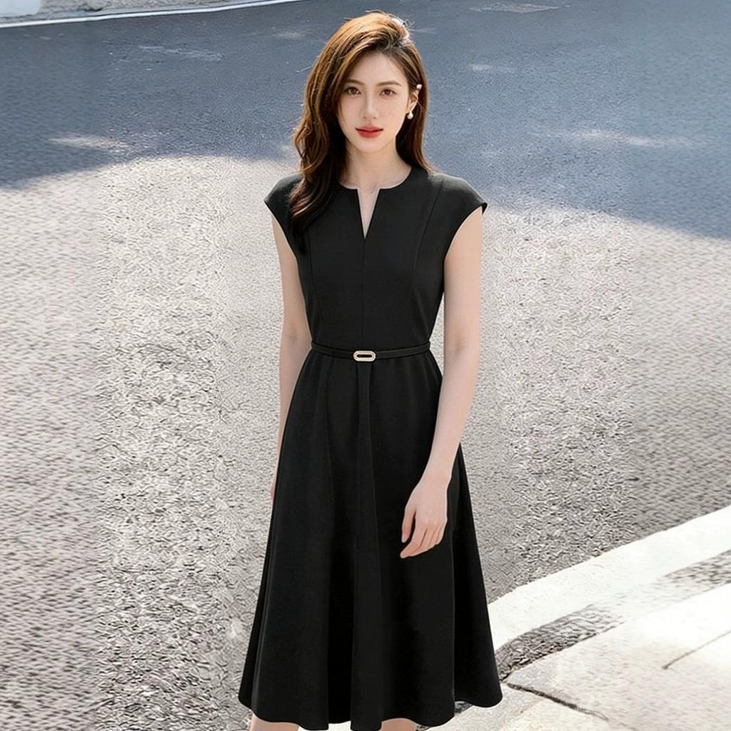 [Spot] There Is a Lib French Dress for Women's Summer Waist Temperament, Small Temperament, Small Fragrant A-shaped Skirt.