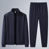 Tuta Sportiva da Uomo in Cotone Primavera Autunno Collo Alto Felpa Mezza Età Anziani Casual Elegante Cardigan Vestibilità Larga 2 Pezzi