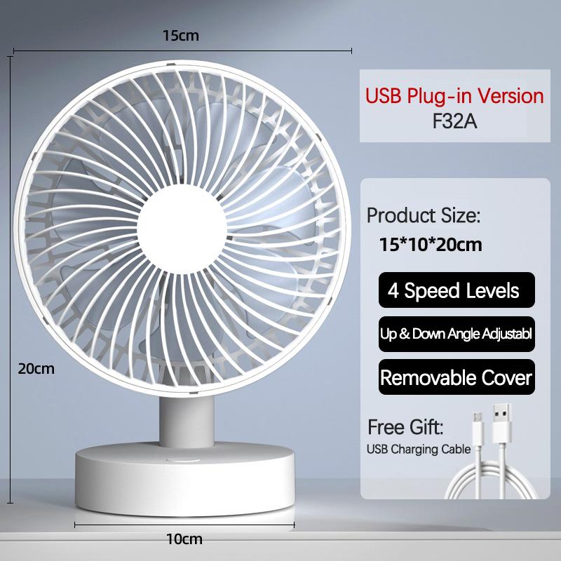 Desktop Mini Fan USB Rechargeable with 4 Speed Settings, Timer Function, Oscillating, Quiet, Strong Wind, Suitable for Office, Home, Outdoor Use,an