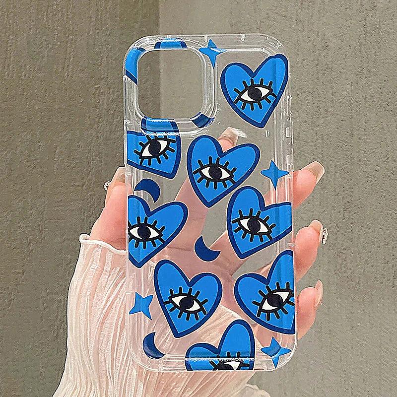 Multicolor Love Heart Eyes Anti-drop Soft Case For iPhone 13 11 12 14 15 Pro Max 7 8 Plus SE 2 3 X XR XS Max Airbag Clear Cover