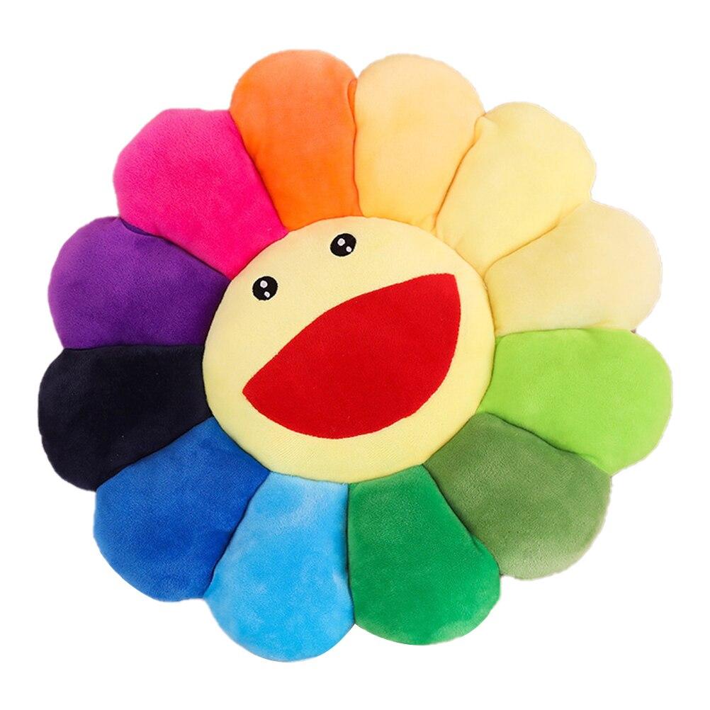 42cm Colorful Sun Flower Plush Toy Sunflower Stuffed Doll Cat Pet Cushion Mat Pillow Home Bedroom Shop Restaurant Decor