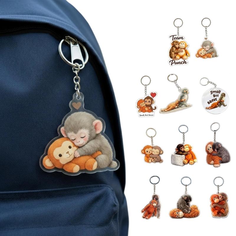 Delightful Acrylic 2D Flat Gorillas Keychain Pendant Ideal For Car Decoration Or Personal Items Backpack Ornament