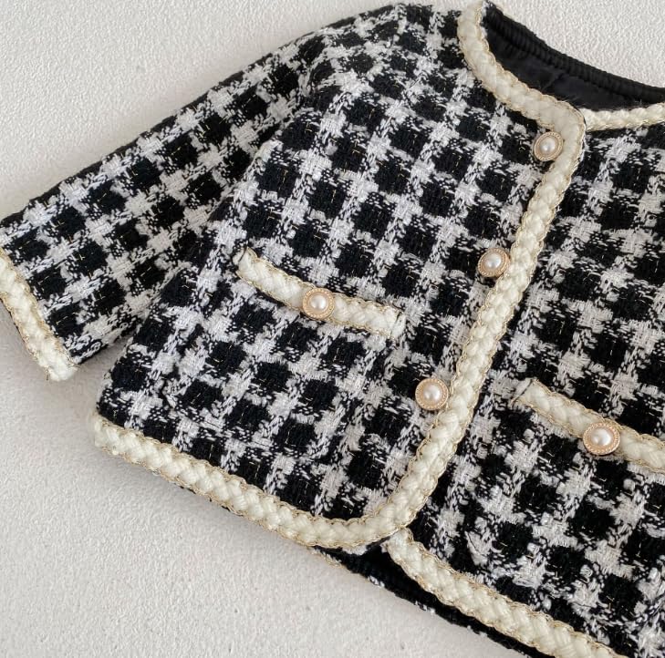 Cuddly 80cm Duffle Check Romper Cute Everyday Princess Duffle [Key Shop] Set, Gingham, White, Black, Cotton, Kids' Clothing, Wear, Stylish, Spring,