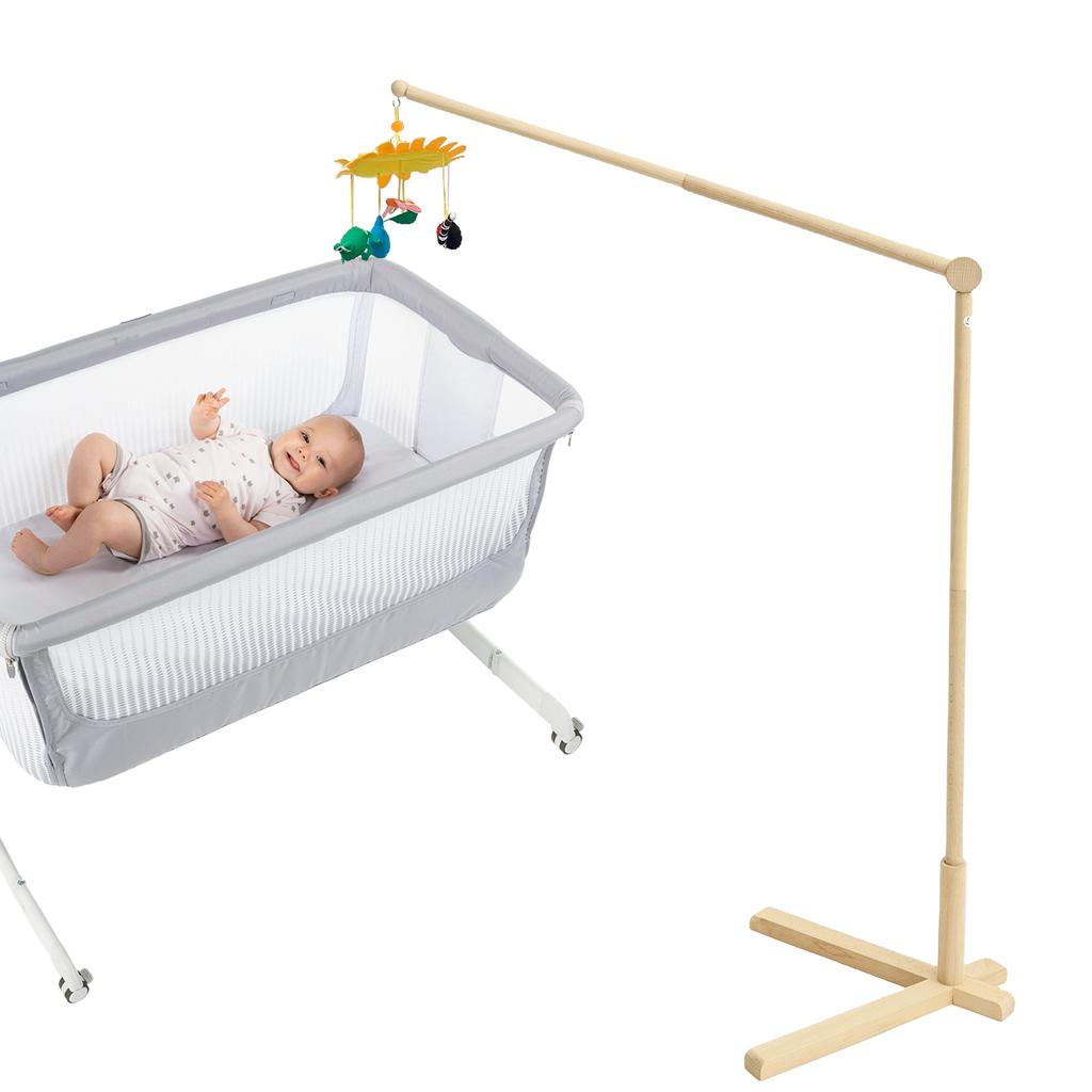 1 Pc Wooden Floor Standing Crib Mobile Arm 153.5 cm Crib Mobile Bed Bell Wooden Bracket for Hanging Bed Bell and Baby Bed Toys