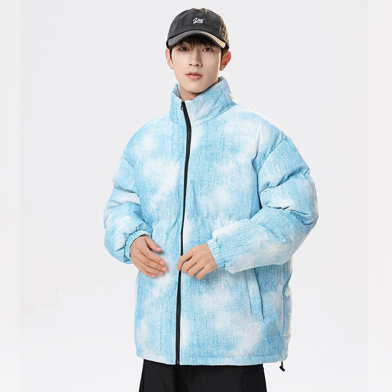 

Мужское новое зимнее повседневное пальто в корейском стиле свободного покроя, мужское пальто из хлопка с узором тай-дай, мужское и женское пальто из хлопка в одном стиле 3XL