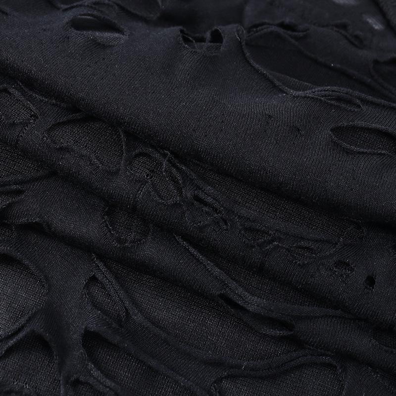 GMXIA Sexy Mikro Permeabilní Sukně Dámské Tmavé Roztrhané Slim Rozparek Zavinovací Bokový Pás Šaty