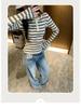 Spicy Girl Striped Slimming Long Sleeve T-Shirt - Stylish Korean Autumn/Winter Top for Women