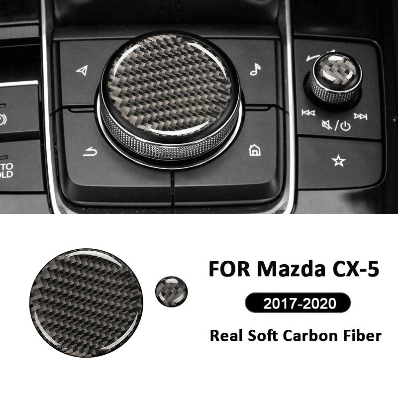 For Mazda CX-5 2017- Carbon Fiber Car Center Console Gear Shifter Knobs Trim Dots Interior Decoration Sticker Accessories