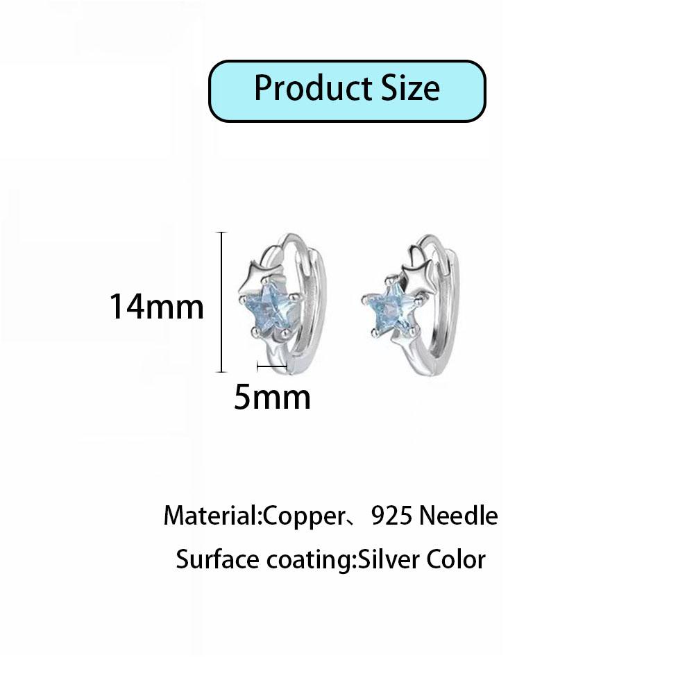 Light Minimalist Blue Star Hoop Earrings For Women Party Exquisite Light Jewelry