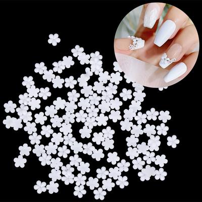 100/500pcs White Cute Flower Rhinestones Resin Drill Nail Beauty Nail Art Decoration