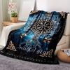 VIKAMA Nordic Rune Nautical Blanket Viking Compass Celtic Knot Mystic Totem Living Room Bedroom Nautical Theme Blanket