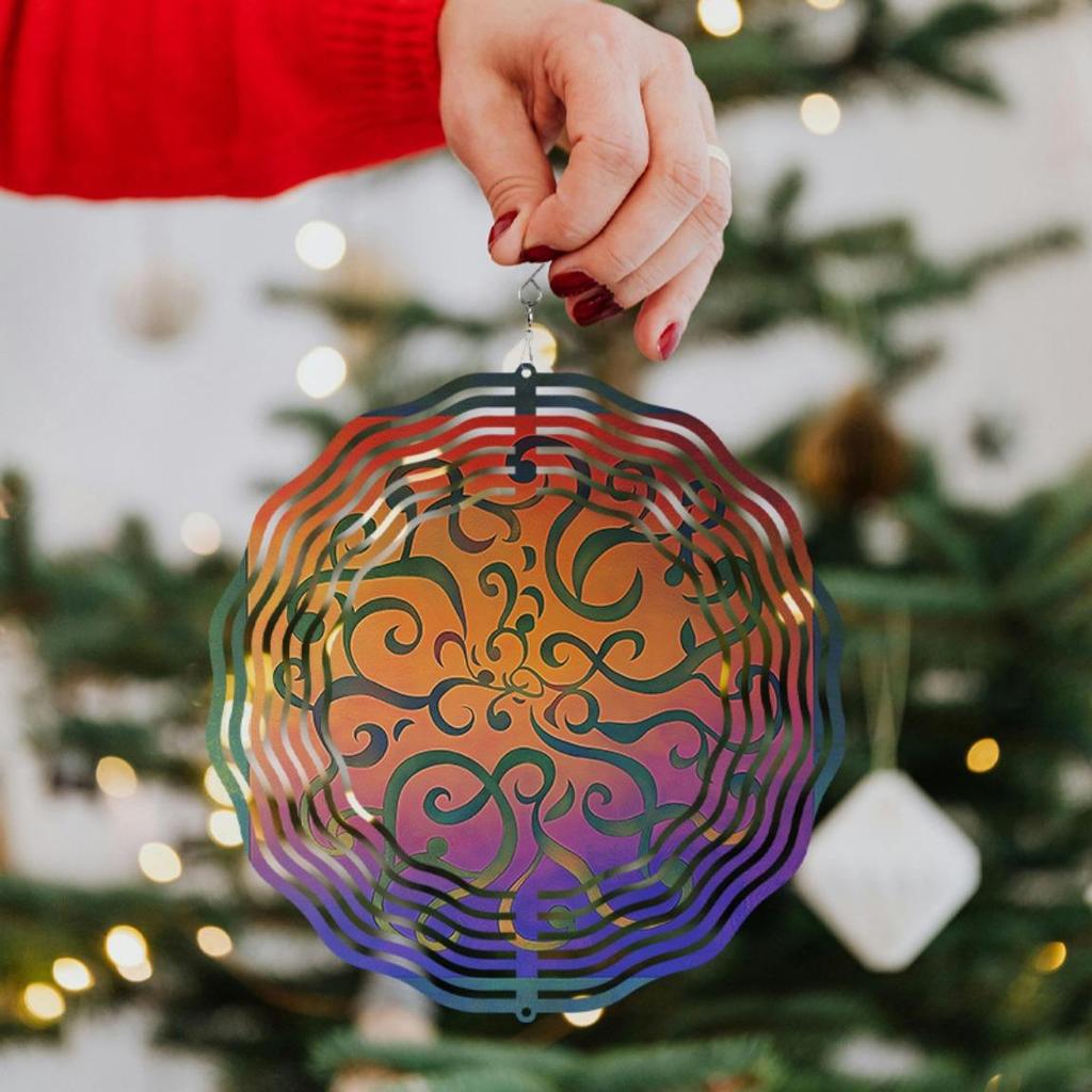360 Degree Hanging Hook 10 Inch Metal Wind Spinner Vibrant Rainbow Art Design for Garden Patio Balcony Decor All Season Outdoor Gift