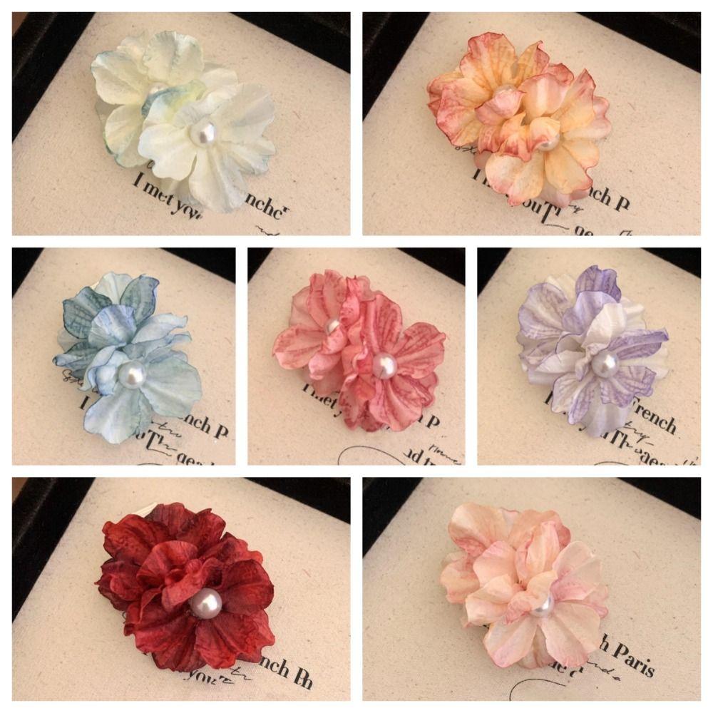 Korean Style Flower Hair Clip Pearl Girl Hair Clip Sweet Silk Flower Hairpin  Seaside
