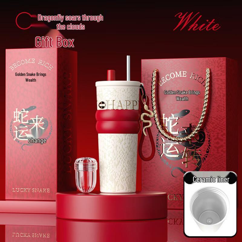 Ceramic Lined Insulated Straw Mug