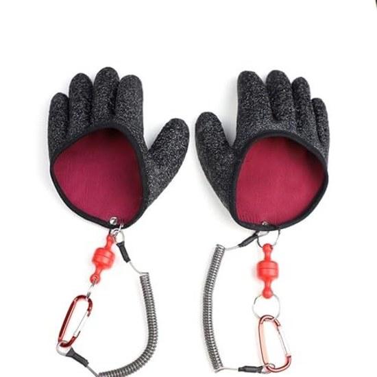Fishing gloves non-slip fish gripping drop prevention tools suitable magnet hook loss High-performance processed grip increases when wet. Effective as
