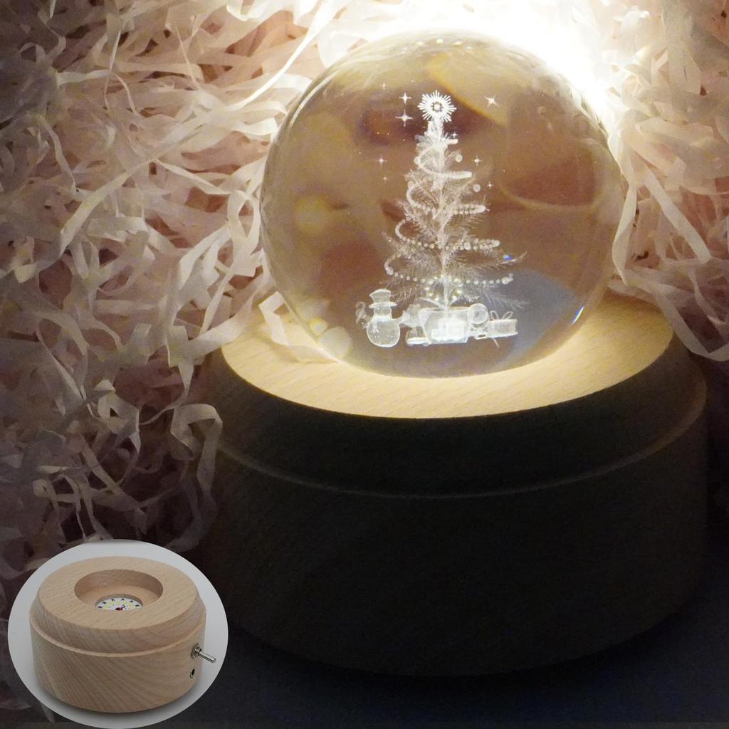 Authentic Music Box Gift Box Popular Gift for and Features Crystal LED Ambient USB Projection Wooden Bedside Romantic Soothing Perfect for and Tree