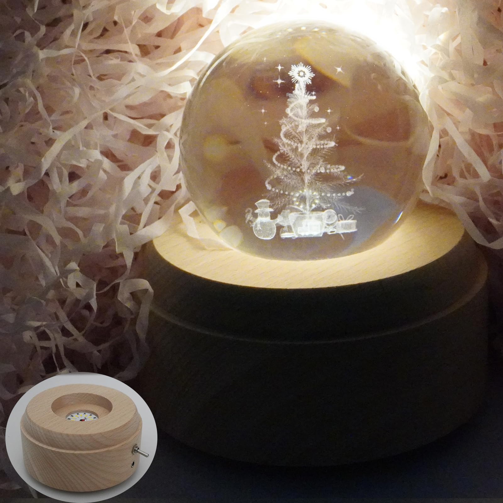 

Authentic Music Box Gift Box Popular Gift for and Features Crystal LED Ambient USB Projection Wooden Bedside Romantic Soothing Perfect for and Tree