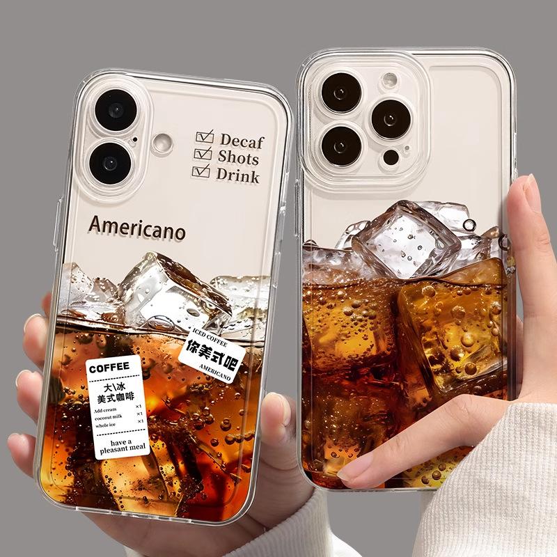 American coffee iPhone16promax iPhone case 15 new 14 transparent tpu all-inclusive 13 protective case