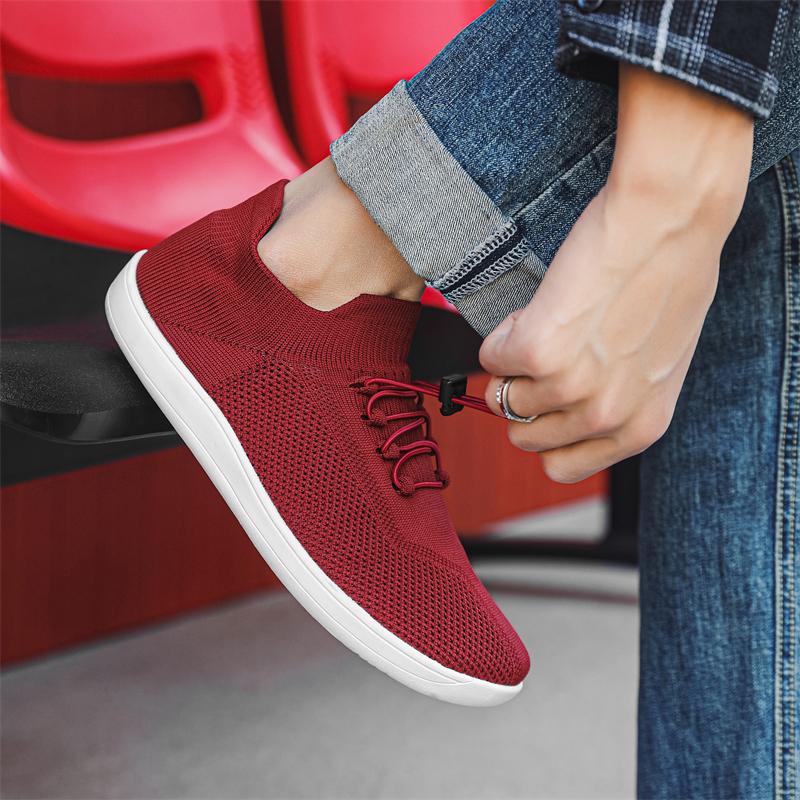 Knitted Mesh Socks Shoes Wide Toe Walking Traveling Shoes Breathable Casual Shoes Leisure Flats Elastic Non-slip